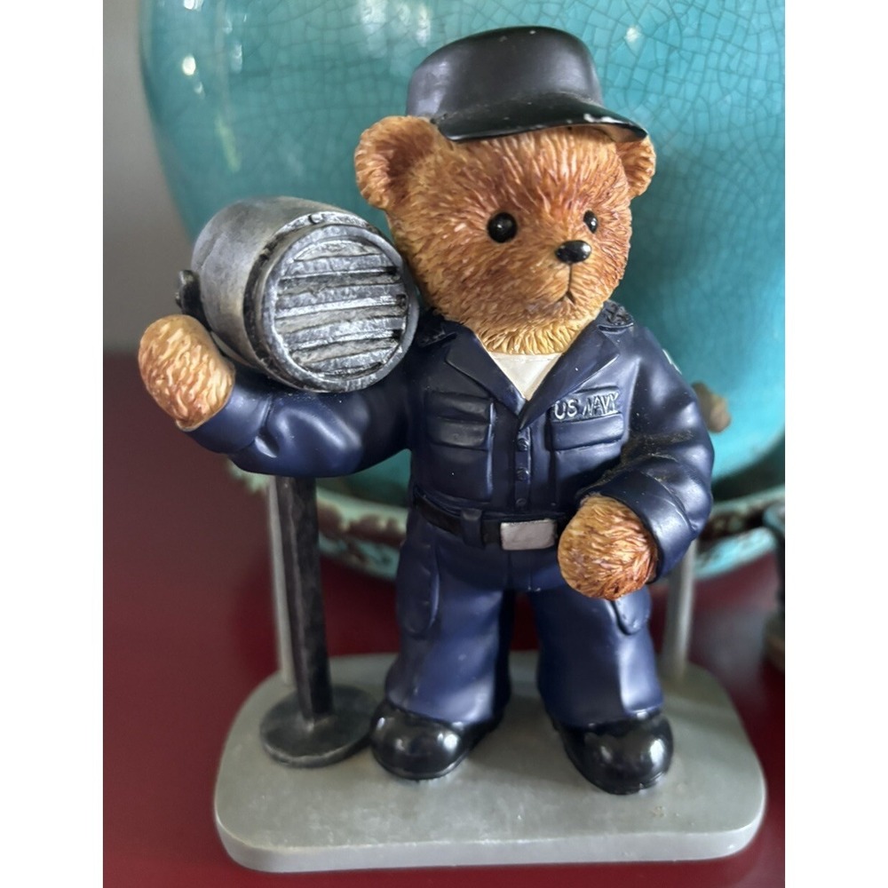 The Hamilton‎ Collection -Faithful Fuzzies Navy Bears -"Ship To Shore"